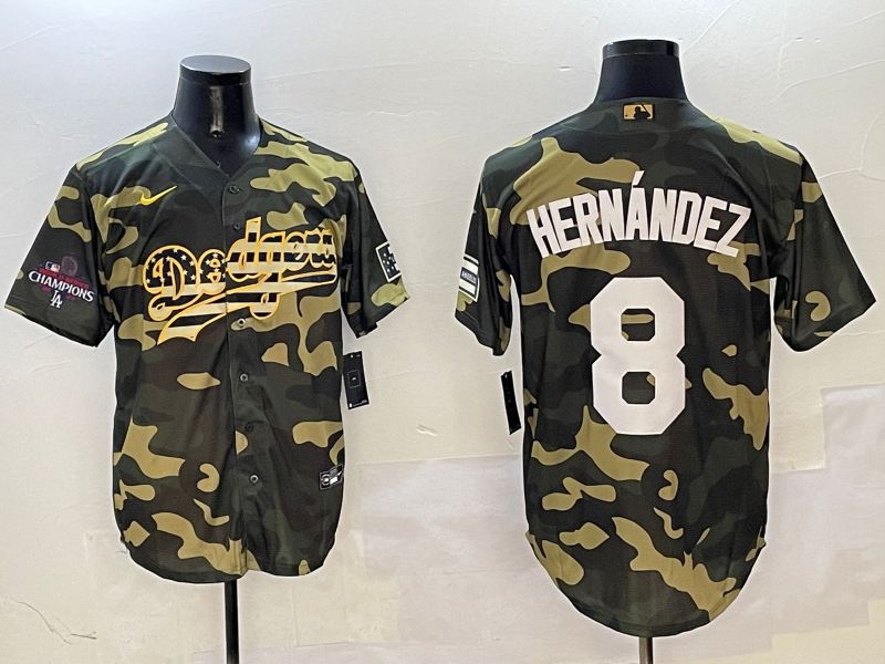 Men Los Angeles Dodgers 8 Hernandez Camo Joint Name 2025 Nike MLB Jersey style 3